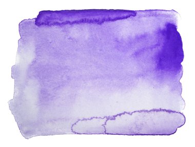 Kağıt üzerine fırçayla çizilmiş suluboya mavi leke. Beyaz arkaplanda izole.