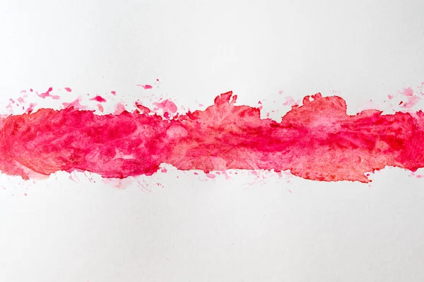 Mancha Acuarela Tira Pintura Roja Sobre Papel —  Fotos de Stock