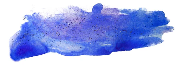 Mancha Aquarela Fundo Branco Azul Com Transbordamento Tinta Faíscas Elemento — Fotografia de Stock