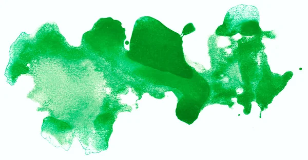 Groene Aquarelverf Splatter Vlek Geïsoleerd Witte Achtergrond — Stockfoto