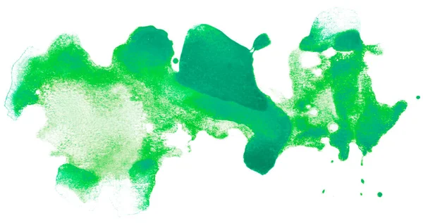 Grön Akvarell Färg Stänk Fläck Isolerad Vit Bakgrund — Stockfoto