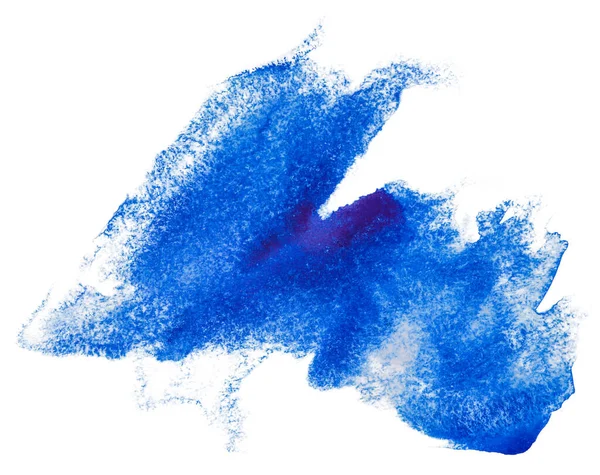 Soyut Suluboya Lekesi Leke Mavisi Desenli Beyaz Arka Planda Izole — Stok fotoğraf