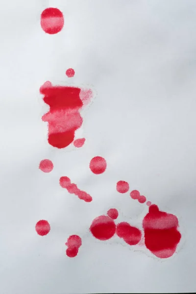Χρώμα Νερού Λεκές Κόκκινο Στρογγυλό Χρώμα Σταγόνες Diy Χέρι Που — Φωτογραφία Αρχείου