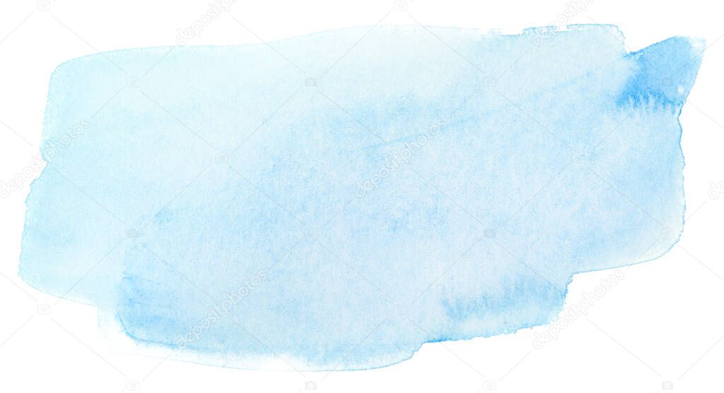 watercolor blue stain with watercolor texture on paper. on a white background isolated background element for design.
