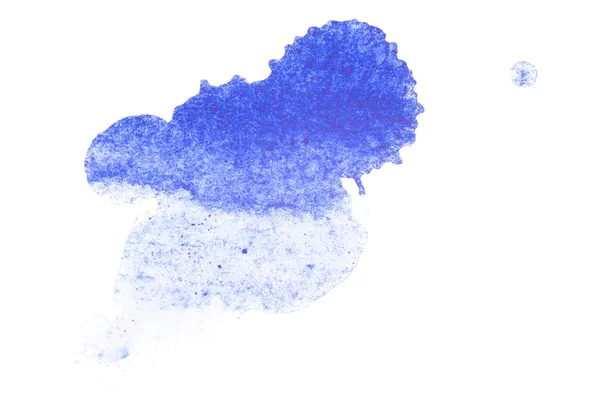 Mancha Aguarela Azul Borrões Tinta Espalhados Papel Sobre Fundo Branco — Fotografia de Stock