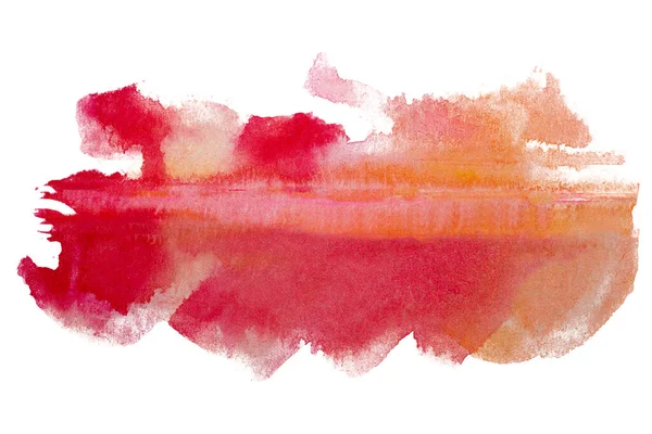 水色橙色的红色污迹 带有油漆和纸张质感 在白色背景上隔离设计 高分辨率明信片和横幅 手绘纸制Diy — 图库照片