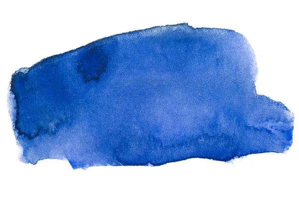 Mancha Azul Aquarela Com Textura Tinta Papel Fundo Branco Isolado — Fotografia de Stock