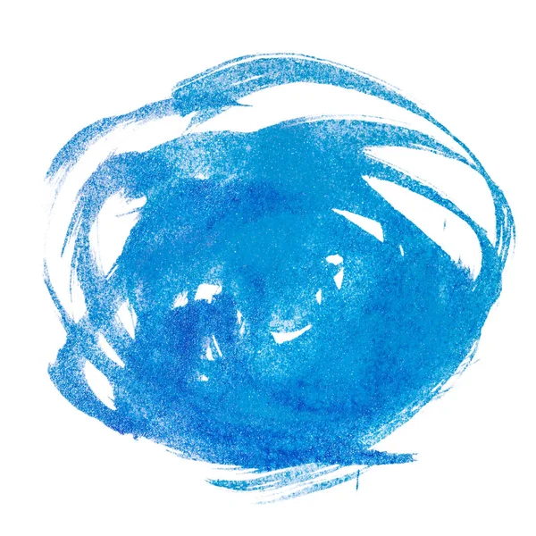 Cercle Lignes Circulaires Dessinées Par Avec Une Tache Aquarelle Bleu — Photo