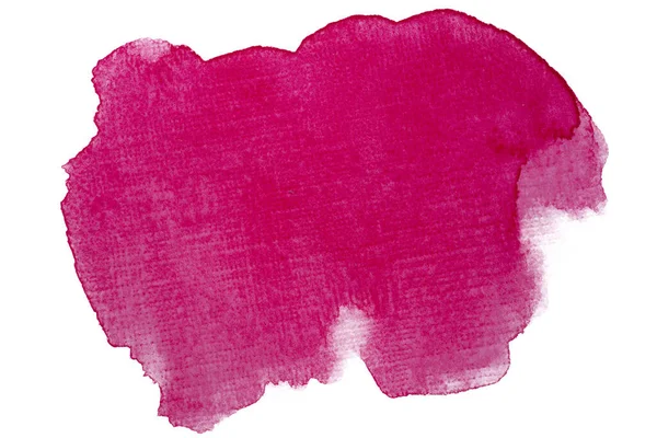 Akwarela Czerwona Crimson Plama Farbą Fakturą Papieru Białym Tle Odizolowane — Zdjęcie stockowe