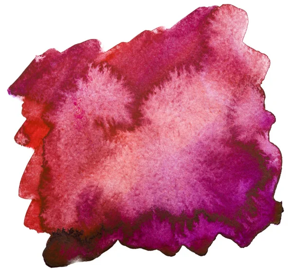 Mancha Carmesí Rojo Púrpura Acuarela Con Textura Pintura Papel Sobre — Foto de Stock