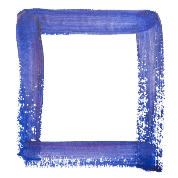 Quadratischer Rahmen Aquarell Figur Quadratisch Blauer Trockener Pinsel Gemalt Isoliert — Stockfoto