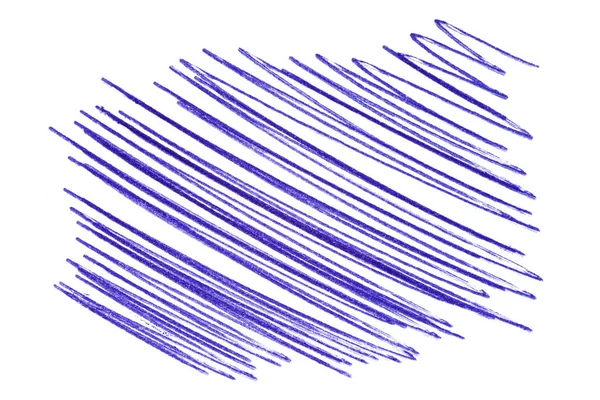 Pociągnięcie Niebieskim Długopisem Ręcznie Rysowane Papierze Pojedynczy Element Białym Tle — Zdjęcie stockowe
