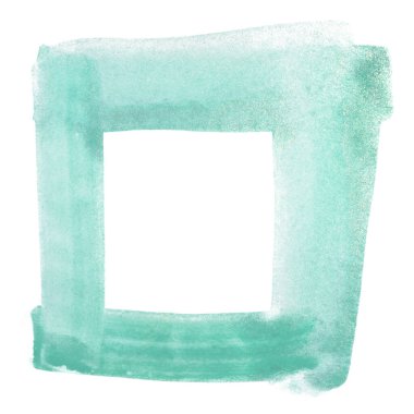 El çizimi geometrik suluboya kare çerçeve eli beyaz üzerine izole edilmiş kağıt üzerine çizilmiş.