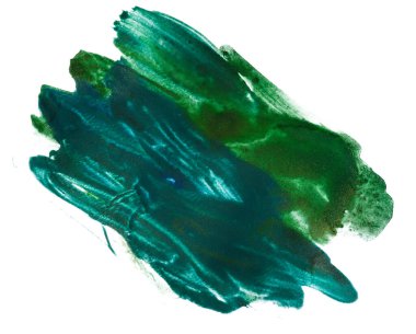 Beyaz arka planda kağıt desenli yeşil suluboya leke. el çizimi.