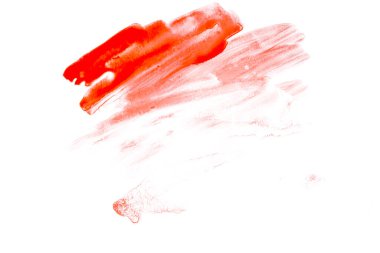 Beyaz zemin üzerindeki fırça darbelerinden alınan desenli kağıt desenli kırmızı suluboya leke izole edildi. el çizimi.