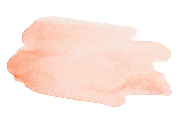 ホワイトに優しい桃の色の汚れを水彩 手描きの要素 紙の上の写真のテクスチャスプラッシュペイント — ストック写真