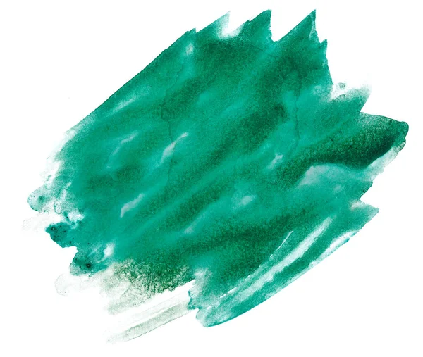 Mancha Acuarela Verde Con Textura Papel Sobre Fondo Blanco Aislado —  Fotos de Stock