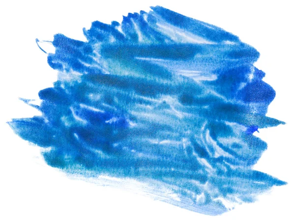 Mancha Aquarela Azul Com Textura Papel Sobre Fundo Branco Isolado — Fotografia de Stock