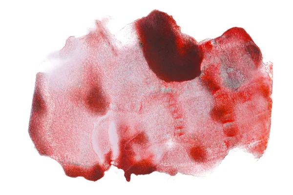 Roter Aquarell Fleck Mit Papierstruktur Auf Weißem Hintergrund Isoliert — Stockfoto