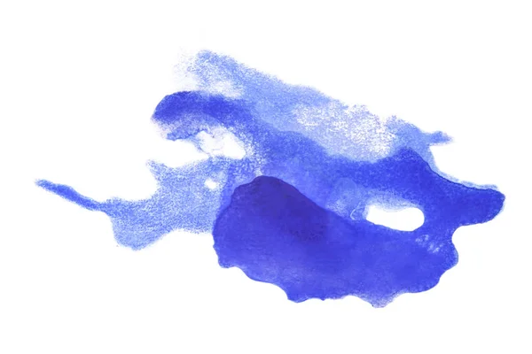 Blå Vatten Fläckar Med Färg Vit Bakgrund Isolerad Handritning — Stockfoto