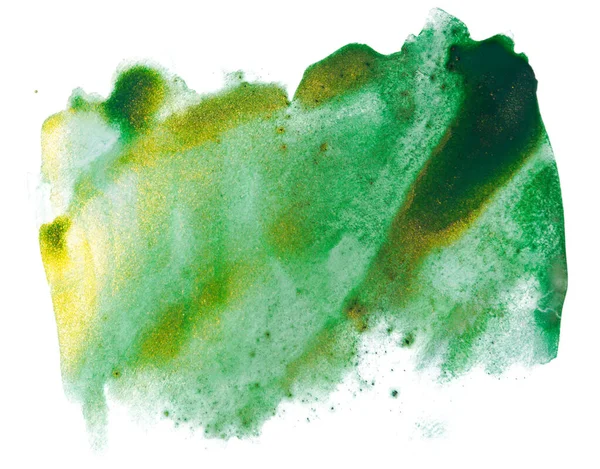 Gulgrønne Akvarellflekker Flerfargede Flekker Tidevann Maling Med Papirtekstur Hvit Bakgrunn – stockfoto