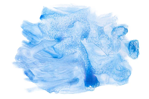 Mancha Aquarela Azul Com Textura Papel Sobre Fundo Branco Isolado — Fotografia de Stock