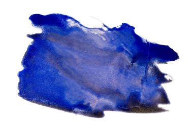 Beyaz arka plandaki mavi suluboya leke izole edildi. el çizimi.