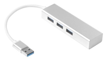 Bölücü usb gümüş beyaz arkaplanda parlıyor