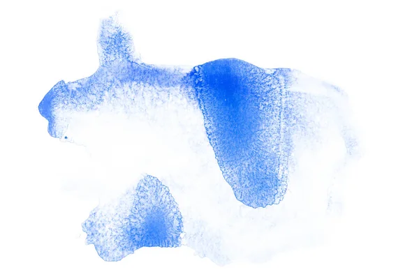 Mancha Aquarela Azul Com Textura Papel Sobre Fundo Branco Manchas — Fotografia de Stock