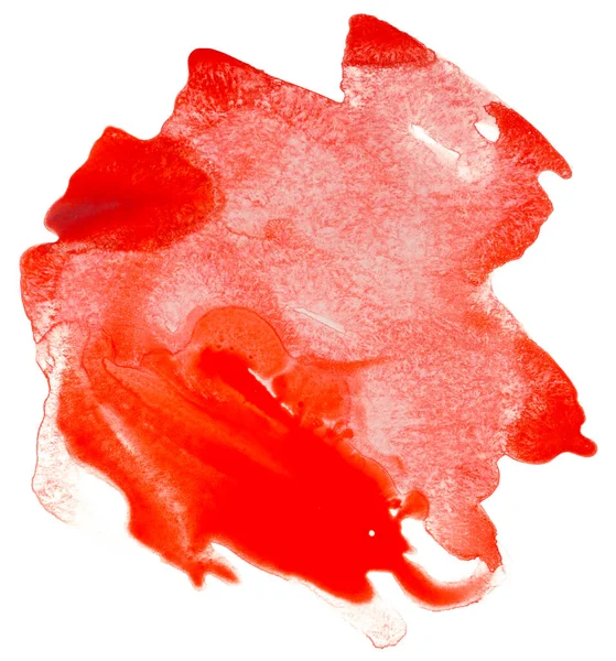 Macchia Acquerello Rosso Con Texture Carta Sfondo Bianco Isolato Disegno — Foto Stock