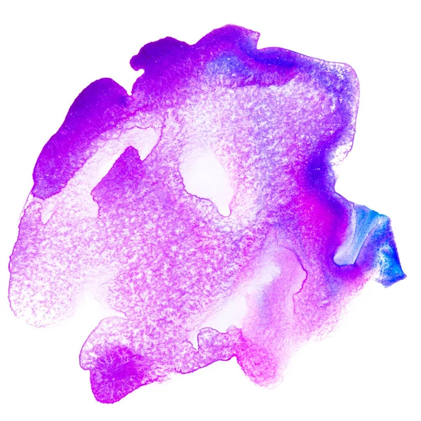 白地に紙の質感を持つ紫色の水彩絵の具で水の汚れを隔離 手描き — ストック写真