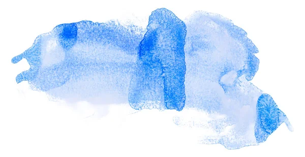Blå Akvarell Fläck Vit Bakgrund Isolerade Vattenfläckar Med Färg Handritning — Stockfoto