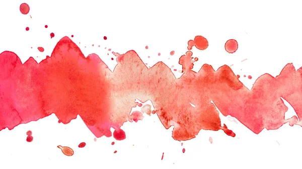 Akvarell Rand Bakgrund Röd Färg Linje Flerskiktsfärg Målade Med Fläckar — Stockfoto