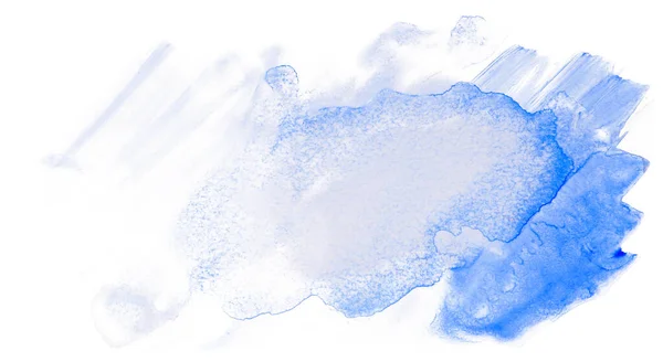 Mancha Aquarela Azul Desenho Manual Sobre Fundo Branco Isolado — Fotografia de Stock