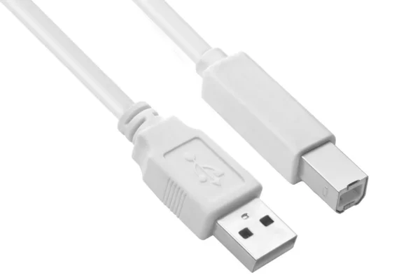 Vit Usb Kabel Och Anslutningar För Att Ansluta Skrivaren — Stockfoto