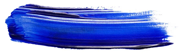 白色背景上的深蓝色丙烯酸染料元素 用刷子和油漆手绘纹理 丙烯酸笔划抽象液液墨图案 — 图库照片
