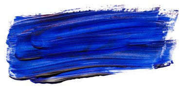 Beyaz arka planda mavi akrilik leke var. Fırça ve boya dokusu el çizimiyle. akrilik fırça darbeleri soyut sıvı mürekkep desenini oluşturur