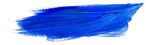 Beyaz Arka Planda Mavi Akrilik Leke Var Fırça Boya Dokusu — Stok fotoğraf