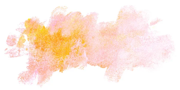 Yellow Orange Spot Watercolor Smears Overflow Paint Turning Transparency Isolated — Stock Photo, Image