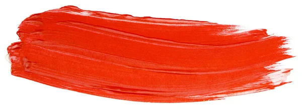 Rotes Acrylfleck Element Auf Weißem Hintergrund Mit Pinsel Und Farbe — Stockfoto
