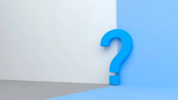 Question Mark Light Blue Gray Background Wall Divided Two Halves — Stock Photo, Image