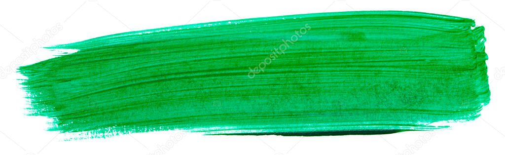 green acrylic stain element on white background. with brush and paint texture hand-drawn. acrylic brush strokes abstract fluid liquid ink pattern