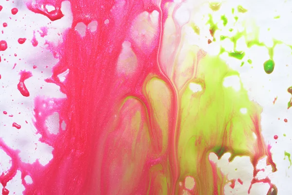 Red Green Paint Spreads Glass Drops Paint Spread Glass — Stock Photo, Image