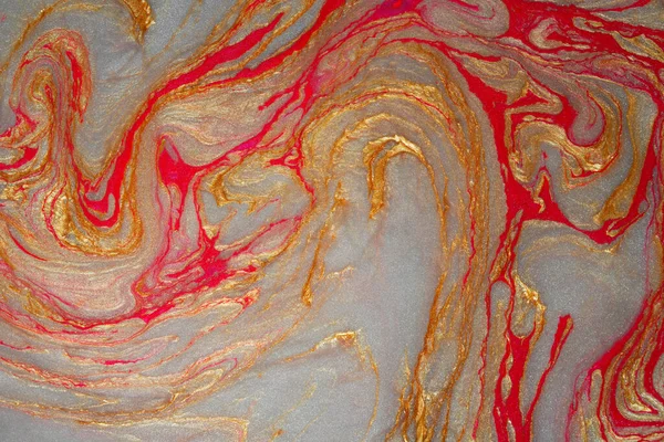 Lucido Scintillante Dorato Con Sfondo Marmo Rosso Sfondo Astratto — Foto Stock