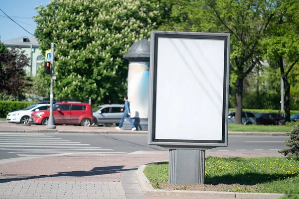 Vertical Billboard City Format White Advertising Space Mockup — Stock Photo, Image