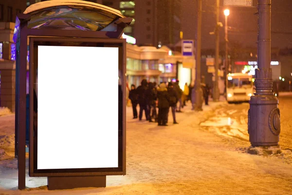 Toplu Taşıma Durağında Reklam Afişi Reklamcılık Için Beyaz Kutulu Dış — Stok fotoğraf