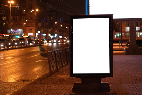 Advertising Vertical Billboard City Glows Night Mockup Design — Stock Photo, Image