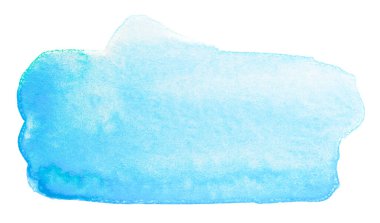 Beyaz üzerinde mavi suluboya leke. Elle çizilmiş element, fotoğrafçılık dokusu kağıda boya sıçratıyor. metin için arkaplan