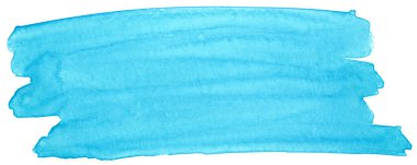 Beyaz arka planda mavi suluboya fırça darbesi