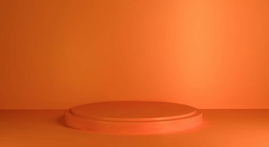 Turuncu bir duvarda ve zemin zemininde yaya silindiri turuncusu. 3 boyutlu silindiri ürün görünümüne dönüştür